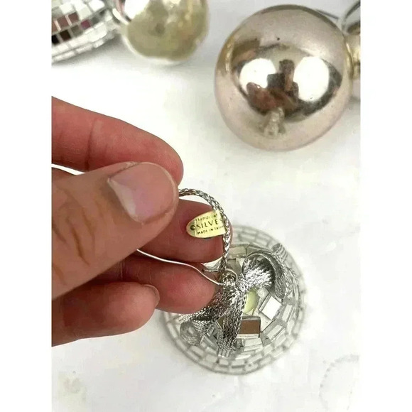 VTG Lot of 8 Mercury Glass Ornaments Mirror Heart Bell Stars Holiday Christmas - Picture 15 of 16